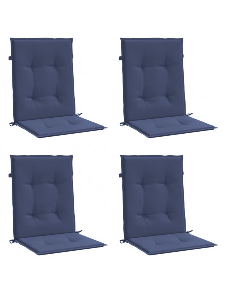 Cuscini Sedia Schienale Basso 4 pz Blu Marino in Tessuto