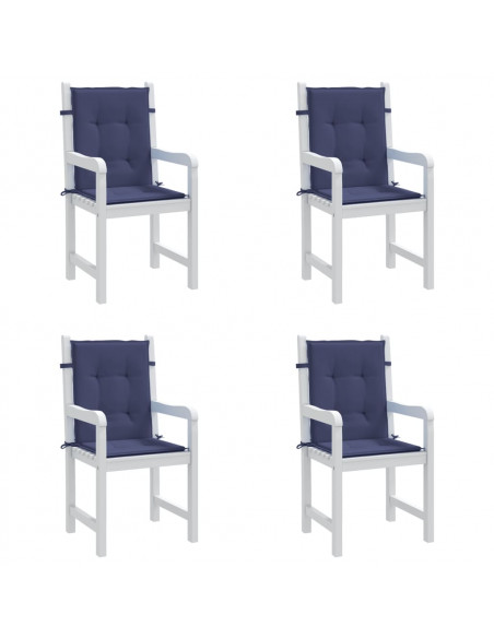 Cuscini Sedia Schienale Basso 4 pz Blu Marino in Tessuto