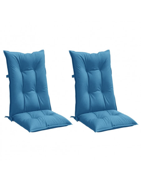 Cuscini Sedia Schiena Alta 2 Blu Mélange 120x50x7 Tessuto