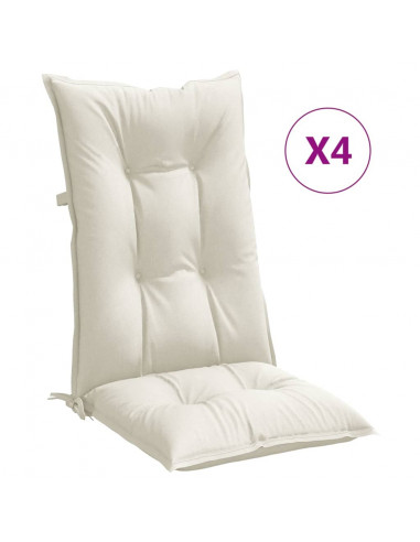 Cuscini Sedia Schiena Alta 4 Crema Mélange 120x50x7 Tessuto