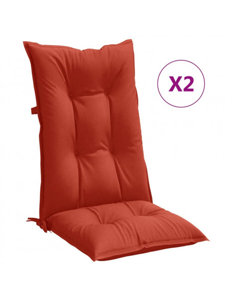 Cuscini Sedia Schiena Alta 2 Rosso Mélange 120x50x7 Tessuto