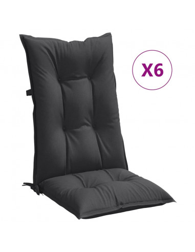 Cuscini Sedia Schiena Alta 6 Antracite Mélange 120x50x7 Tessuto