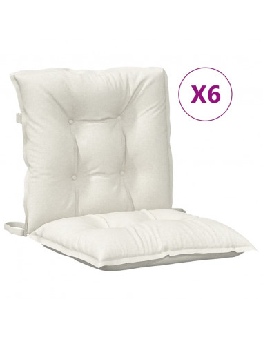 Cuscini Sedia Schiena Bassa 6 pz Crema Mélange 100x50x7 Tessuto