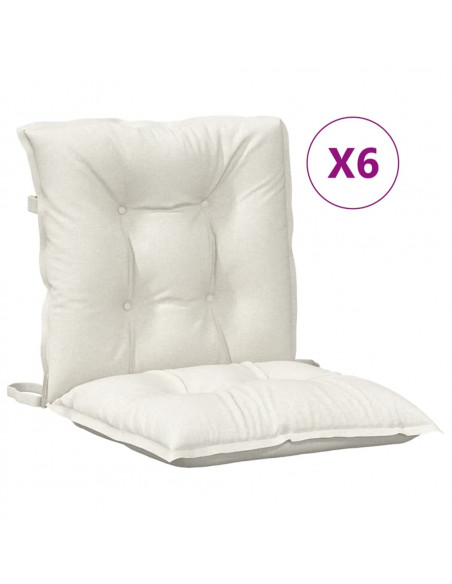 Cuscini Sedia Schiena Bassa 6 pz Crema Mélange 100x50x7 Tessuto