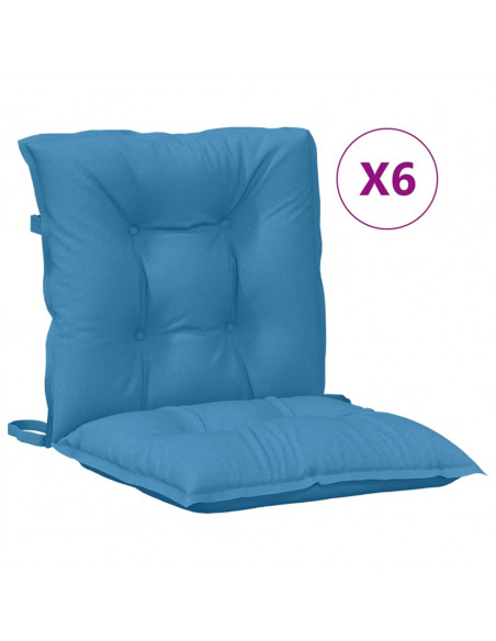 Cuscini Sedia Schiena Bassa 6 pz Blu Mélange 100x50x7 Tessuto