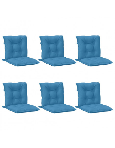 Cuscini Sedia Schiena Bassa 6 pz Blu Mélange 100x50x7 Tessuto