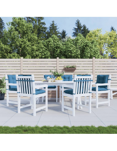 Cuscini Sedia Schiena Bassa 6 pz Blu Mélange 100x50x7 Tessuto