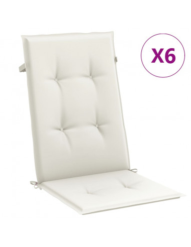 Cuscini Sedia Schiena Alta 6 Crema Mélange 120x50x4 Tessuto