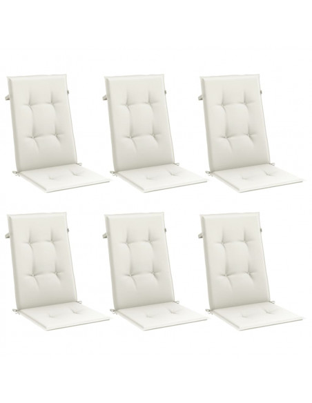 Cuscini Sedia Schiena Alta 6 Crema Mélange 120x50x4 Tessuto