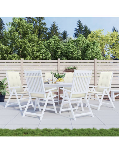 Cuscini Sedia Schiena Alta 6 Crema Mélange 120x50x4 Tessuto