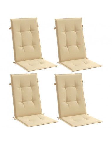 Cuscini Sedia Schiena Alta 4 Beige Mélange 120x50x4 Tessuto