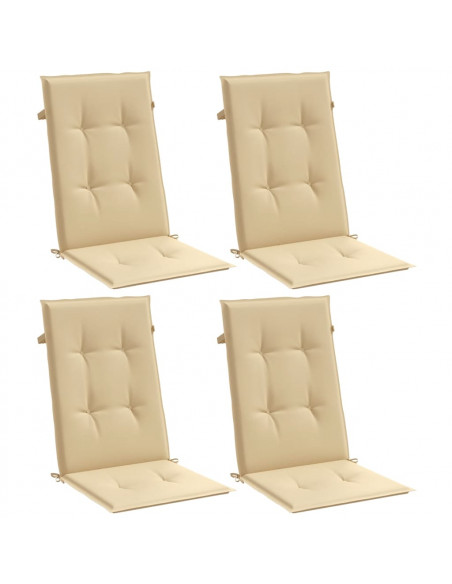 Cuscini Sedia Schiena Alta 4 Beige Mélange 120x50x4 Tessuto