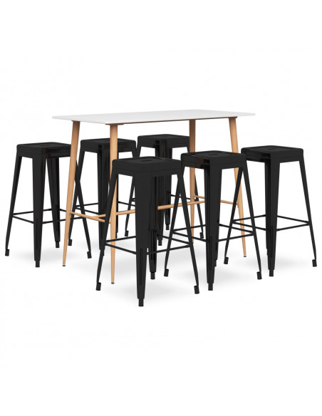 Set da Bar 7 pz Bianco e Nero