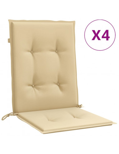 Cuscini Sedia Schiena Bassa 4 pz Beige Mélange 100x50x4 Tessuto