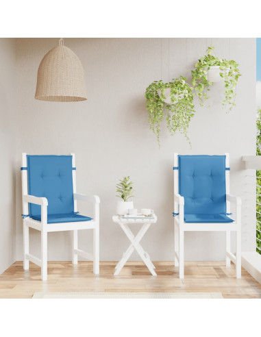 Cuscini Sedia Schiena Bassa 2 pz Blu Mélange 100x50x4 Tessuto