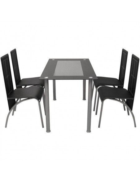 Set Sala Da Pranzo 5 Pezzi Nero