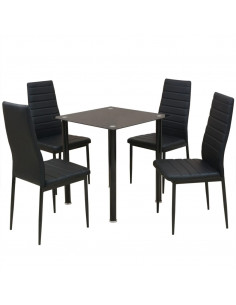 Set Tavolo e Sedie da Pranzo 5 pz Nero 2