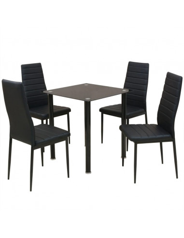 Set Tavolo e Sedie da Pranzo 5 pz Nero