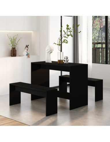 Set da Pranzo 3 pz Nero in Truciolato