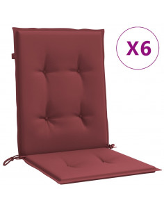 Cuscini Sedia Schiena Bassa 6 pz Rosso Vino Mélange Tessuto 2
