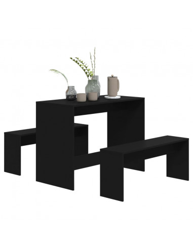 Set da Pranzo 3 pz Nero in Truciolato