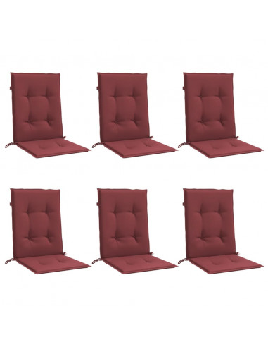 Cuscini Sedia Schiena Bassa 6 pz Rosso Vino Mélange Tessuto