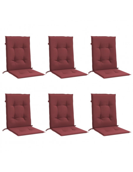 Cuscini Sedia Schiena Bassa 6 pz Rosso Vino Mélange Tessuto