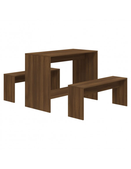 Set da Pranzo 3 pz Rovere Marrone in Truciolato