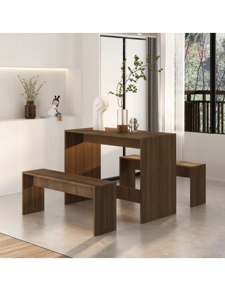 Set da Pranzo 3 pz Rovere Marrone in Truciolato