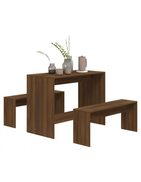 Set da Pranzo 3 pz Rovere Marrone in Truciolato