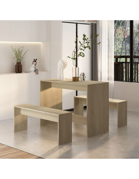 Set da Pranzo 3 pz Rovere Sonoma in Truciolato