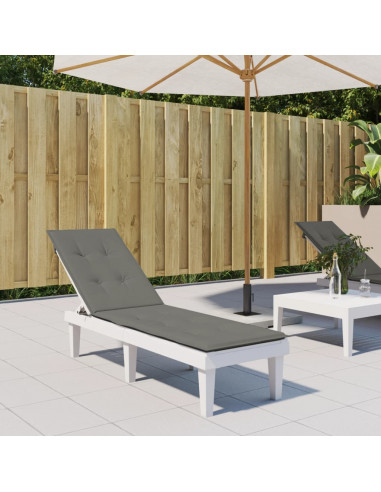 Cuscino per Sdraio Grigio Scuro Mélange (75+105)x50x3 Tessuto