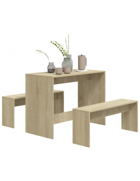 Set da Pranzo 3 pz Rovere Sonoma in Truciolato