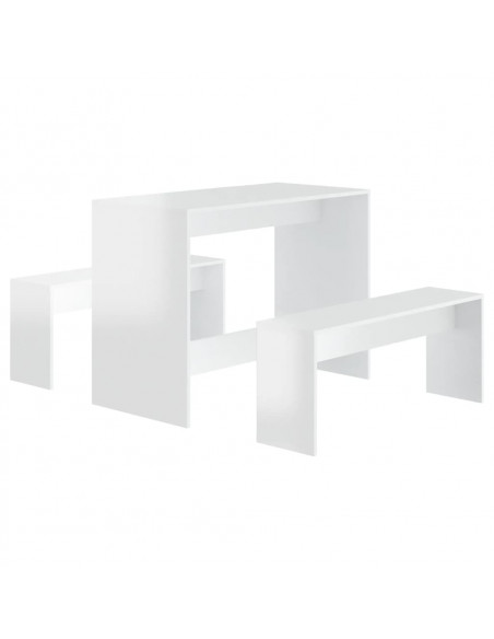 Set da Pranzo 3 Pz Bianco Lucido in Truciolato