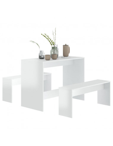 Set da Pranzo 3 Pz Bianco Lucido in Truciolato