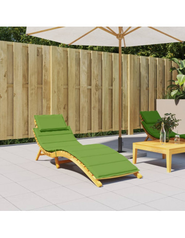 Lettino Prendisole con Cuscino Verde Mélange 186x58x3cm Tessuto