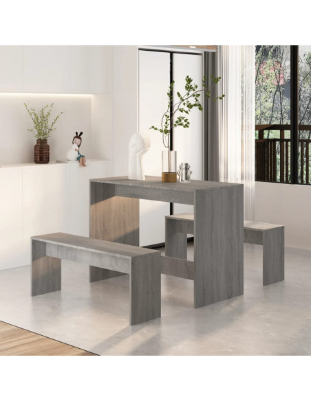 Set da Pranzo 3 pz Grigio Sonoma in Truciolato