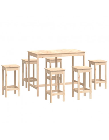 Set da Bar 7 pz in Legno Massello di Pino