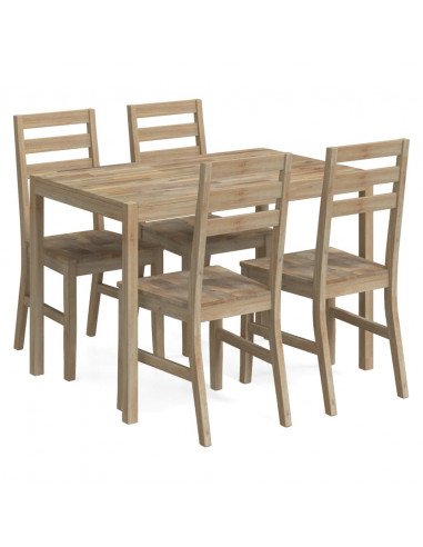 Set da Pranzo 5 pz in Legno Massello di Acacia