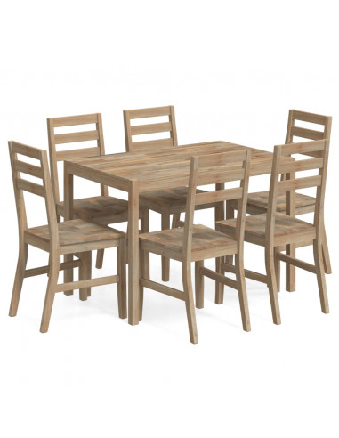 Set da Pranzo 7 pz in Legno Massello di Acacia