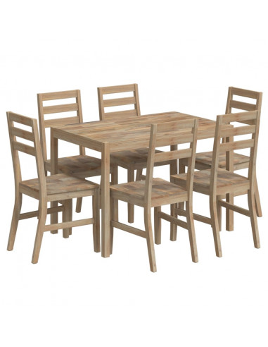 Set da Pranzo 7 pz in Legno Massello di Acacia