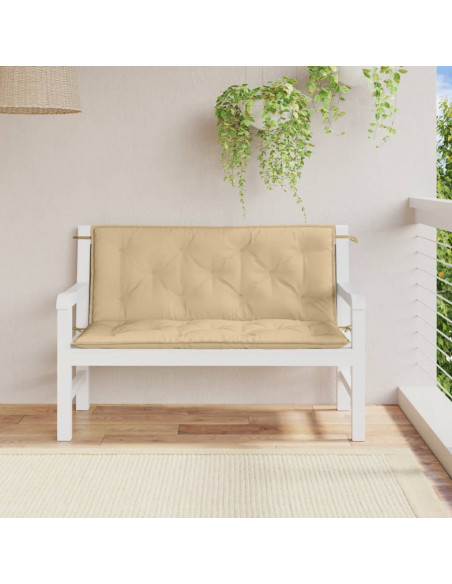 Cuscini Panca Giardino 2pz Beige Mélange 120x50x7 cm in Tessuto