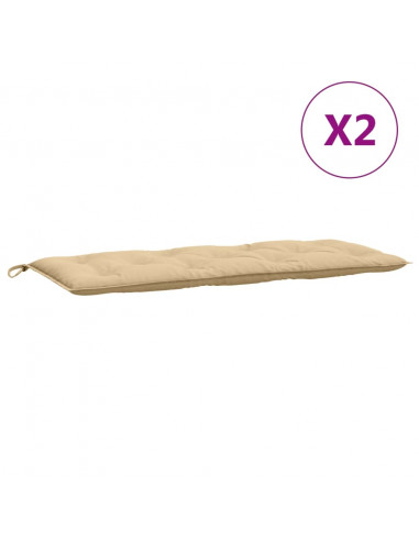 Cuscini Panca Giardino 2pz Beige Mélange 120x50x7 cm in Tessuto