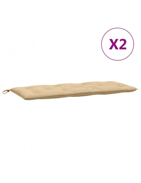 Cuscini Panca Giardino 2pz Beige Mélange 120x50x7 cm in Tessuto