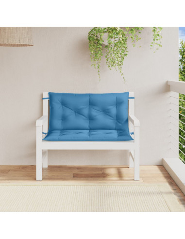 Cuscini Panca Giardino 2pz Blu Mélange 100x50x7cm Tessuto