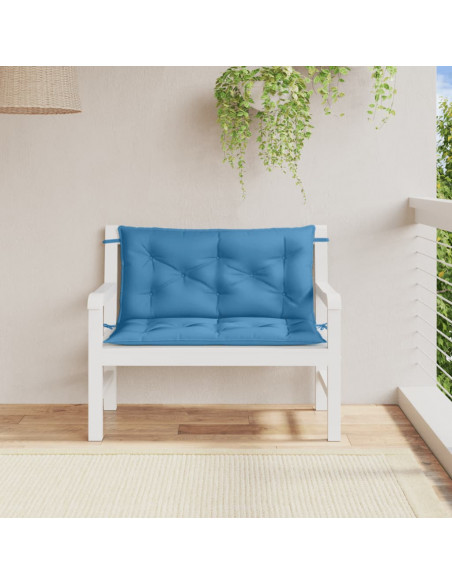 Cuscini Panca Giardino 2pz Blu Mélange 100x50x7cm Tessuto