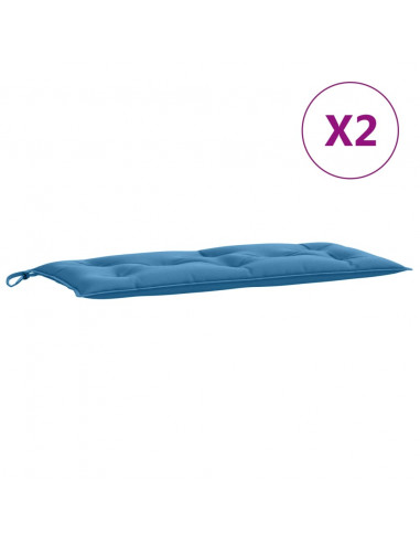 Cuscini Panca Giardino 2pz Blu Mélange 100x50x7cm Tessuto