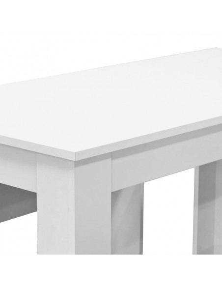 Tavolo da Pranzo e Panche 3 pz in Legno Multistrato Bianco