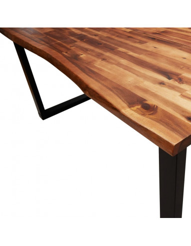 Set da Pranzo 3 pz con Bordi Vivi in Legno Massello di Acacia