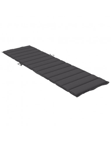 Lettino Prendisole con Cuscino Antracite Mélange 200x50x4 cm